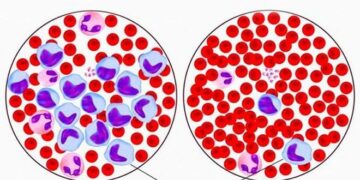 Наглядный пример превышения нормы эозинофилов